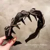 Arco de Cabelo com Strass Preto e Dentes para Arrumar Fios Soltos, Acessório de Cabelo de Luxo, Novo Estilo Primavera 2026, Design de Coroa Alta