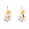Nuevo Artículo Caliente Estilo Ins Pendientes de Botón para Mujer Hebilla Redonda Dorada Circonita Redonda Personalidad Simple Temperamento Pendientes Colgantes Dropshipping