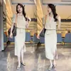 Atuendo de Verano para Mujer Moderno y Elegante: Conjunto de Dos Piezas Versátil de Blazer de Manga Corta Ajustado y Falda Chic con Abertura