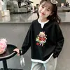 Camiseta Nova de Manga Longa para Meninas Primavera e Outono, Malha Waffle Infantil Falsa Peça Dupla Estilosa Casual Versátil Gola Redonda