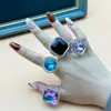 Venta Caliente Transfronteriza Joyería de Anillo Transparente Joyería Personalizada Wholesale Nicho Geométrico Redondo Cuadrado Anillo de Resina