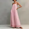 2026 Moda casual de verano nueva para mujer, a rayas, sin mangas, vestido largo