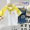 Nova Camisa Polo de Verão para Meninos Manga Curta T2026 com Gola Reversível, Camiseta Estilosa de Desenho Animado para Crianças Maiores, Manga Meia-Manga Infantil