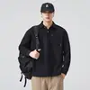 Roupas Masculinas Fengshe / Nova Camiseta Masculina de Manga Longa com Bolso para Primavera e Outono, Camisa Polo com Gola Reversível, Moletom Versátil