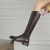 Botas de Invierno Altas hasta el Muslo de Piel de Vaca Entera con Forro Polar para Personas Bajas Versátiles de Tacón Bajo Botas de Monta Moldeadoras de Pierna Tacón Grueso Botas Largas