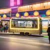 Carrinho de comida móvel para ruas comerciais e áreas cênicas, food truck de vendas, rua de pedestres do mercado noturno, rua comercial, carrinho de lanches móvel multifuncional