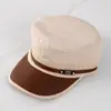 Gorra Plana de Cuero con Visera Bordada Retro Lista para Usar Sombrero de Copa Protección Solar para Hombre Gorra de Pesca con Visera Gorra Militar Ajustable