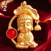 Colgante de Buda Bebé Loto Chapado en Oro, Aleación Incrustada con Piedras Preciosas de Colores Colgante Pequeño de Buda Paz, Cadena de Suéter Unisex Estilo Chino Buda BB