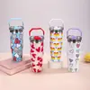 Bolsa Cruzada de Gran Capacidad 30oz Taza para Coche Impresa en 3D Termo de Acero Inoxidable de Doble Capa Taza para Beber con Doble Popote