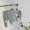 Conjunto de ropa interior térmica para niñas, estilo coreano, atuendo de otoño con lunares para bebé, forrado de polar y engrosado, conjunto de dos piezas para bebé