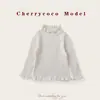 Camisa Básica Infantil Cherrycoco 2025 Outono e Inverno Novo Suéter Versátil com Fio Franzido Canelado para Bebês
