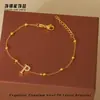 Pulseira Personalizada de Aço Titânio com Letras para Mulheres 26 Letras Inglesas Corrente de Contas Aço Inoxidável Leve Luxo Estilo Ins Personalização em Massa