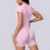Conjunto de yoga de dos piezas, de punto sin costuras, color liso, transpirable y de manga larga, para deportes, running y fitness, de origen europeo y americano