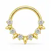 Anillo nasal cerrado sin costuras de aleación de titanio G23 con incrustaciones de circonita Zhenping, aro para tabique nasal y hueso de la oreja, joyería nasal finamente tallada F136