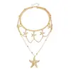Joyería Transfronteriza Europea y Americana, Estilo Oceánico, Vacaciones Casuales, Collar de Estrella de Mar Multicapa, Retro Sexy, Collar Versátil de Nicho