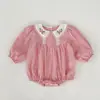 Vestido de Niña Primavera Nuevo Estilo Cuello Bordado Cuadros Ropa de Bebé Pelele Vestido de Niña Ropa Infantil