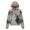 American Retro Hip-Hop Street Gola de Pele Com Capuz Cardigan Suéter para Homens e Mulheres Outono e Inverno Solto Casual All-Match Casaco Casal