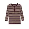 Ins atacado de roupas femininas estilo europeu e americano transfronteiriço coleção outono 2026 nova gola redonda manga longa listrada multicolorida 9598006