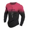 Comercio exterior transfronterizo nuevo estilo callejero para hombre letras degradadas impresión digital 3D moda cuello redondo manga larga estampado