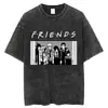Camiseta Chainsaw Man Talla Europea Transfronteriza Camiseta de Anime Lavada Vintage Estilo Callejero Americano Top Oversize para Hombre