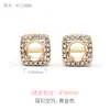 Plata de Ley S925 Diseño de Moda Japonés y Coreano Incrustado Redondo con Forma de Huevo Zirconia Facetada Pendiente de Botón Material de Accesorios para Montura Vacía