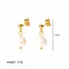 Pendientes de Perla Grandes Estilo Celebridad de Internet Transfronterizos Pendientes de Moda Personalizados Pendientes que No se Desvanecen Pendientes de Acero Inoxidable de Oro de 18K