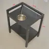 Mesa de Mahjong con Mesa de Café de Acero y Madera, Estante para Tazas para la Sala de Juegos, Mesa Lateral de Mahjong con Cenicero, y una Superficie de Pizarra para Colocar Botellas de Agua