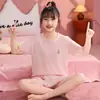 Conjunto de Pijama Corto de Manga Corta para Niños Ropa de Casa Niños Niñas Holgado Elástico Estampado de Dibujos Animados En Stock Venta al por Mayor