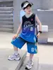 Conjunto de Basquete de Verão para Meninos 2026 Novo Conjunto de Duas Peças com Regata Esportiva Sem Mangas de Secagem Rápida e Shorts para Crianças Mais Velhas