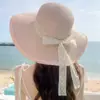 Sombrero de Paja con Lazo para Verano con Bordes Deshilachados, Protección Solar Casual, Sombrero de Sol Estilo Japonés para Mujer, Pequeño Sombrero de Sol de Moda para Exteriores que Muestra la Cara