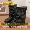 Botas Martin de corte único e curto, botas plissadas empilhadas versáteis e populares para mulheres, novas botas de cowboy western vintage para o outono de 2026