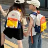 Mochila Infantil Jardim de Infância Estilo Coreano Color Blocking Fashionável Mochila para Ensino Fundamental Leve Tendência Bolsa Escolar para Meninas e Meninos
