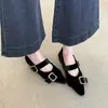 Novos Sapatos Mary Jane Rasos da Moda Retrô de Primavera e Outono, Sapatos de Couro com Salto Bloco Quadrado Femininos, Estilo 2026 com Fivela de Metal