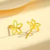 Brincos de Flor de Cinco Folhas de Cobre Banhado a Ouro Estilo Vietnamita Novo, Brincos Modernos e Elegantes, Atacado de Fabricantes de E-commerce de Transmissão ao Vivo