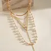 Conjunto de 5 Peças de Colares Cruzados com Pérolas Artificiais Estilo Europeu e Americano com Strass, Corrente de Clavícula Exagerada Personalizada Transfronteiriça, Joia de Pescoço de Alto Padrão
