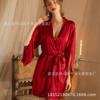 Pijama Sedoso Sexy de Verão Estilo Ocidental Renda Charmosa Tentação Costas Nuas Alça Larga Robe de Cetim Conjunto Puro Desejo 1810