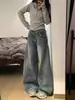 Jeans Retro Americanos de Cintura Alta Estilo Cimitarra para Mujer, Estilo Primavera y Otoño, Diseño High Street, Corte Holgado, Adelgazantes, Pantalones Anchos Fluidos
