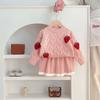 Conjunto de suéter para meninas outono e inverno Novo estilo coreano estilo ocidental roupas infantis suéter grande de morango para menina conjunto de duas peças infantil