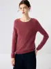 Suéter de cachemira para mujer, suéter de cachemira de cabra con cuello redondo, nueva camiseta básica de punto ajustada para otoño e invierno, cachemira de manga larga