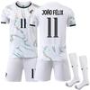 Traje Blanco de Secado Rápido No 25-26. 7 Ronaldo 10B Jersey de Asiento 8B Fe Portugal Visitante No. 21 Uniforme de Fútbol Rota