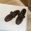 Zapatos Mary Jane de piel de oveja de primera capa para mujer, zapatos planos cómodos, cuero genuino por dentro y por fuera, punta redonda, lazo, zapatos de tacón bajo, talla de mujer 40