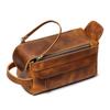 Bolsa de Mão Multifuncional de Couro Genuíno Estilo Retrô para Comércio Exterior Bolsa de Cosméticos Masculina Grande Capacidade Bolsa para Artigos de Higiene Pessoal e Cosméticos de Couro Crazy Horse