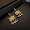 Brincos de pingente retangulares irregulares plissados com zircônia de luxo leve para mulheres, joias de moda retrô com temperamento, atacado