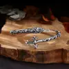 Venta al por mayor de fábrica joyería de plata de ley S925 pulsera de cruz enredada de vid pulsera abierta simple retro de plata tailandesa