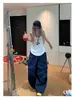 Pantalones cargo de estilo coreano y japonés para mujer, estilo hot girl jazz hip-hop, pantalones paracaídas holgados, pantalones casuales plisados vintage curvos