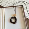 Colar Pingente Irregular Estilo Old Money Novo Estilo Chinês para Mulheres, Acessório de Pescoço com Corrente Longa na Clavícula Estilo Étnico Simples