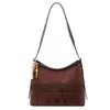 Bolso de mano de gamuza a rayas nuevo 2026, bolso tote de gran capacidad para mujer, estilo casual, bolso cruzado de otoño, bolso de hombro