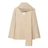 Moda Femenina Transfronteriza Europea y Americana Primavera y Otoño 2026 Venta Caliente Versátil Estilo Francés Blazer de Manga Larga con Cuello Bufanda para el Trabajo