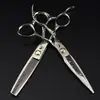 Tijeras de Peluquería de Acero de Damasco con Tornillo de Rodamiento de 6.0 pulgadas, Izquierdas, Tijeras Planas, Tijeras Entresacadoras