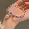 Nuevo Pulsera de Plata Brillante Abierta Irregular con Curvatura, Pulsera de Cobre Blanco con Cascabel Ondulado, Simple y de Moda